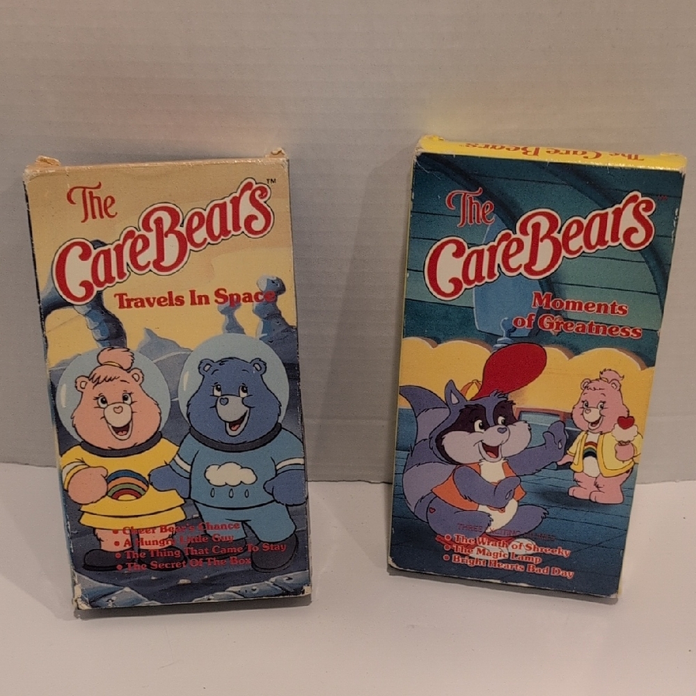 2 Care Bears VHS Tapes - Travels in Space & Moments of Greatness